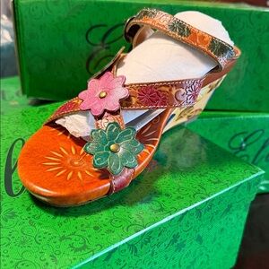 Colorful Floral Wedge Sandals